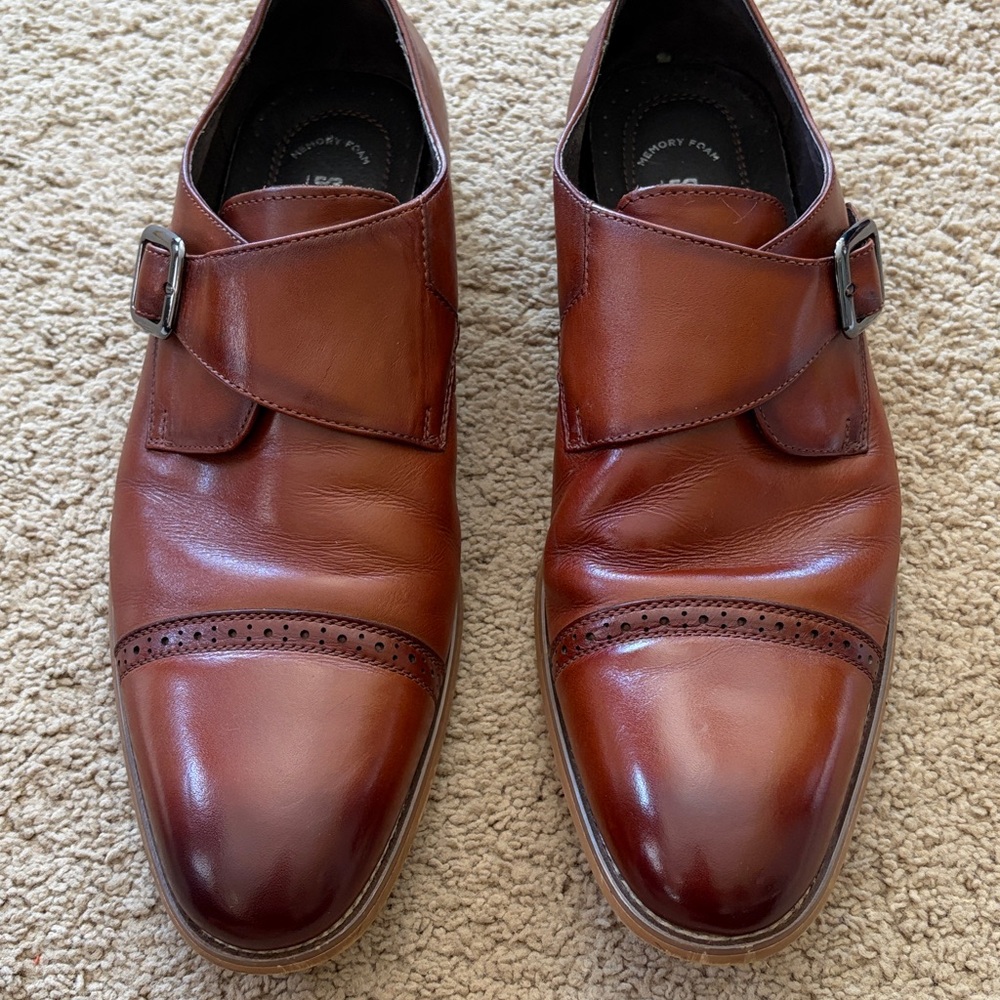 Stacy Adam’s cognac leather monk strap loafer dress shoe 12M - Picture 8 of 13